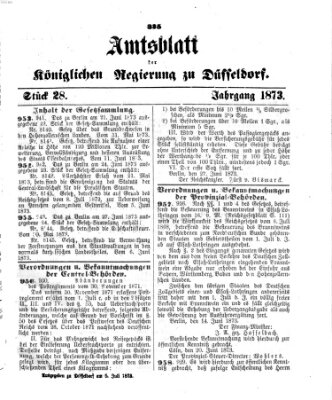 Amtsblatt für den Regierungsbezirk Düsseldorf Samstag 5. Juli 1873