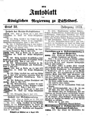 Amtsblatt für den Regierungsbezirk Düsseldorf Samstag 2. August 1873