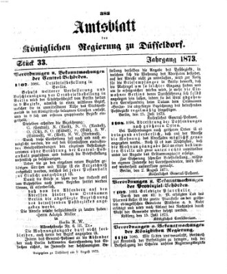 Amtsblatt für den Regierungsbezirk Düsseldorf Samstag 9. August 1873