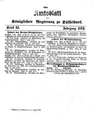 Amtsblatt für den Regierungsbezirk Düsseldorf Samstag 16. August 1873