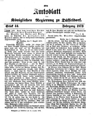 Amtsblatt für den Regierungsbezirk Düsseldorf Mittwoch 15. Oktober 1873