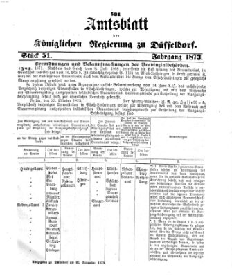 Amtsblatt für den Regierungsbezirk Düsseldorf Samstag 22. November 1873