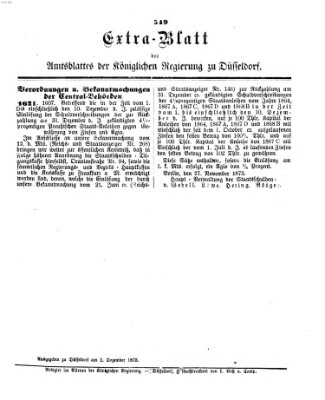 Amtsblatt für den Regierungsbezirk Düsseldorf Dienstag 2. Dezember 1873