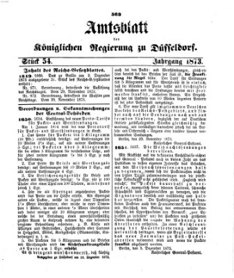 Amtsblatt für den Regierungsbezirk Düsseldorf Samstag 13. Dezember 1873