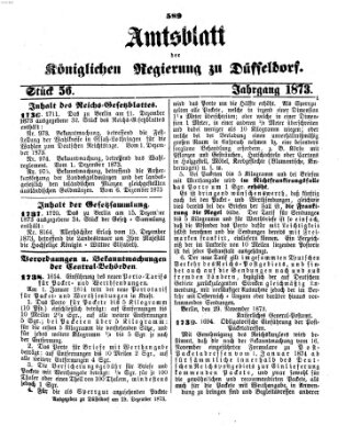 Amtsblatt für den Regierungsbezirk Düsseldorf Montag 29. Dezember 1873