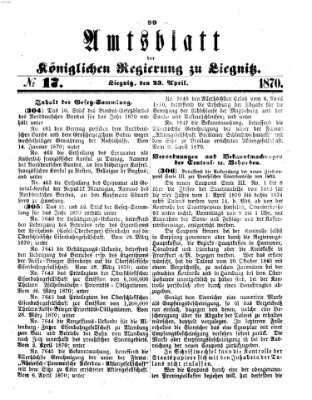 Amts-Blatt der Preußischen Regierung zu Liegnitz Samstag 23. April 1870