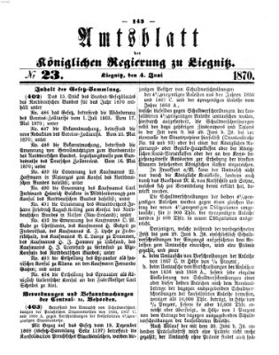 Amts-Blatt der Preußischen Regierung zu Liegnitz Samstag 4. Juni 1870