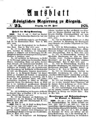 Amts-Blatt der Preußischen Regierung zu Liegnitz Samstag 18. Juni 1870