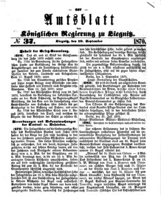 Amts-Blatt der Preußischen Regierung zu Liegnitz Samstag 10. September 1870