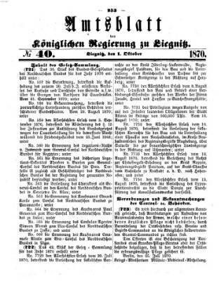 Amts-Blatt der Preußischen Regierung zu Liegnitz Samstag 1. Oktober 1870