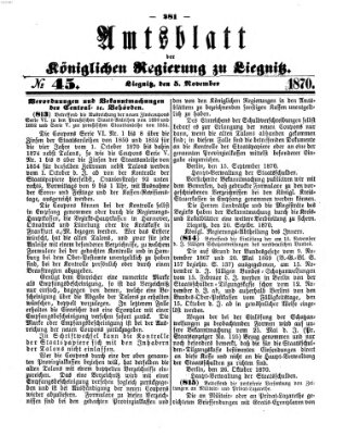 Amts-Blatt der Preußischen Regierung zu Liegnitz Samstag 5. November 1870