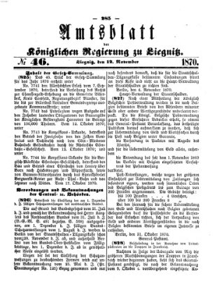 Amts-Blatt der Preußischen Regierung zu Liegnitz Samstag 12. November 1870