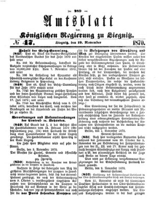 Amts-Blatt der Preußischen Regierung zu Liegnitz Samstag 19. November 1870