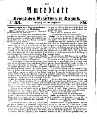 Amts-Blatt der Preußischen Regierung zu Liegnitz Samstag 31. Dezember 1870