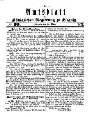 Amts-Blatt der Preußischen Regierung zu Liegnitz Samstag 11. März 1871