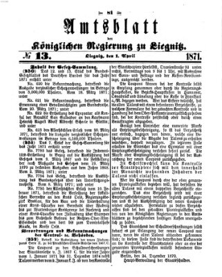 Amts-Blatt der Preußischen Regierung zu Liegnitz Samstag 1. April 1871