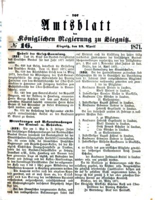 Amts-Blatt der Preußischen Regierung zu Liegnitz Samstag 22. April 1871