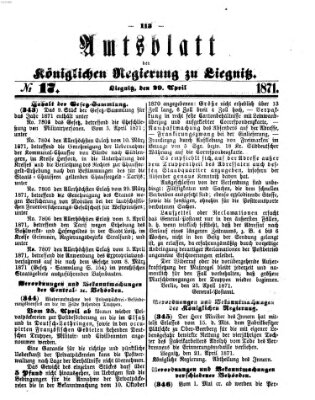 Amts-Blatt der Preußischen Regierung zu Liegnitz Samstag 29. April 1871