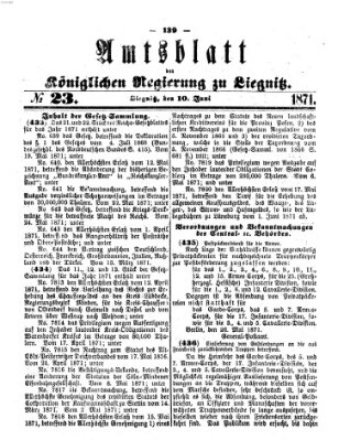 Amts-Blatt der Preußischen Regierung zu Liegnitz Samstag 10. Juni 1871