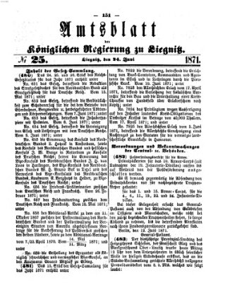 Amts-Blatt der Preußischen Regierung zu Liegnitz Samstag 24. Juni 1871