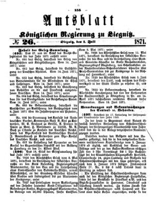 Amts-Blatt der Preußischen Regierung zu Liegnitz Samstag 1. Juli 1871