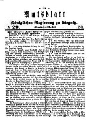 Amts-Blatt der Preußischen Regierung zu Liegnitz Samstag 22. Juli 1871