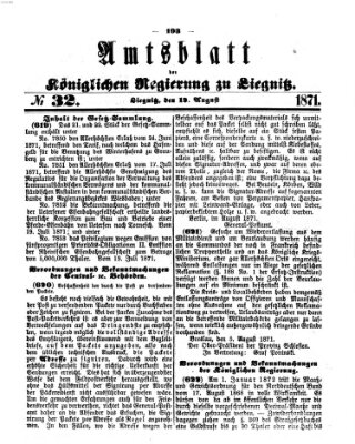 Amts-Blatt der Preußischen Regierung zu Liegnitz Samstag 12. August 1871