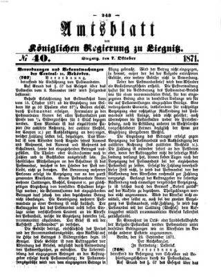 Amts-Blatt der Preußischen Regierung zu Liegnitz Samstag 7. Oktober 1871