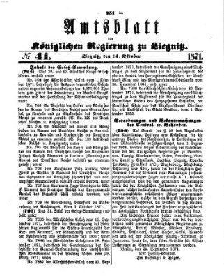 Amts-Blatt der Preußischen Regierung zu Liegnitz Samstag 14. Oktober 1871