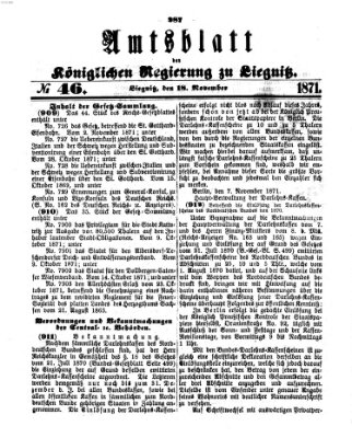 Amts-Blatt der Preußischen Regierung zu Liegnitz Samstag 18. November 1871