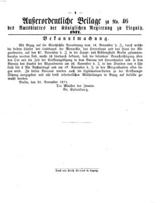 Amts-Blatt der Preußischen Regierung zu Liegnitz Samstag 18. November 1871