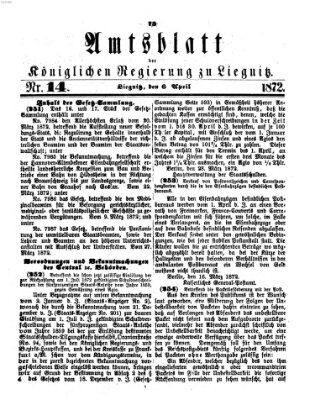 Amts-Blatt der Preußischen Regierung zu Liegnitz Samstag 6. April 1872