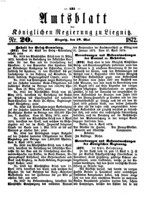 Amts-Blatt der Preußischen Regierung zu Liegnitz Samstag 18. Mai 1872