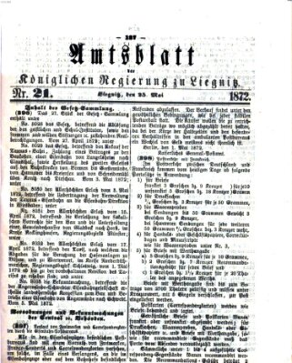 Amts-Blatt der Preußischen Regierung zu Liegnitz Samstag 25. Mai 1872