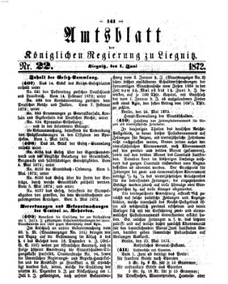 Amts-Blatt der Preußischen Regierung zu Liegnitz Samstag 1. Juni 1872