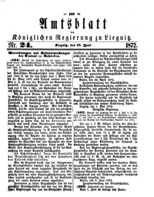 Amts-Blatt der Preußischen Regierung zu Liegnitz Samstag 15. Juni 1872