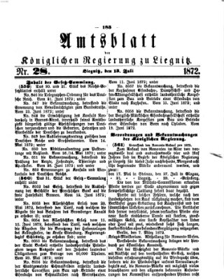 Amts-Blatt der Preußischen Regierung zu Liegnitz Samstag 13. Juli 1872