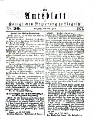 Amts-Blatt der Preußischen Regierung zu Liegnitz Samstag 20. Juli 1872