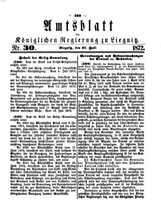 Amts-Blatt der Preußischen Regierung zu Liegnitz Samstag 27. Juli 1872