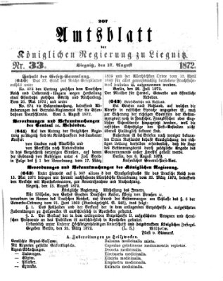 Amts-Blatt der Preußischen Regierung zu Liegnitz Samstag 17. August 1872