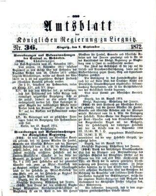 Amts-Blatt der Preußischen Regierung zu Liegnitz Samstag 7. September 1872