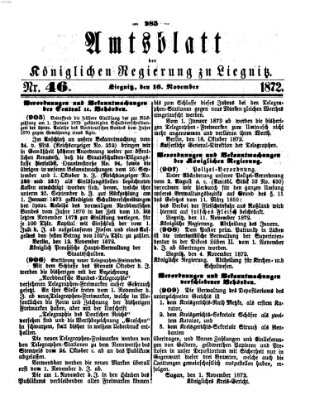 Amts-Blatt der Preußischen Regierung zu Liegnitz Samstag 16. November 1872