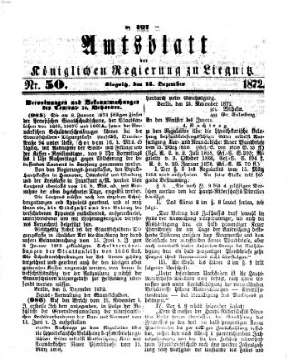 Amts-Blatt der Preußischen Regierung zu Liegnitz Samstag 14. Dezember 1872