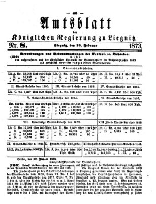 Amts-Blatt der Preußischen Regierung zu Liegnitz Samstag 22. Februar 1873