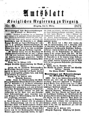 Amts-Blatt der Preußischen Regierung zu Liegnitz Samstag 1. März 1873
