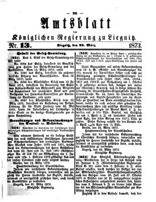 Amts-Blatt der Preußischen Regierung zu Liegnitz Samstag 29. März 1873