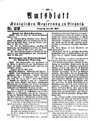 Amts-Blatt der Preußischen Regierung zu Liegnitz Samstag 31. Mai 1873