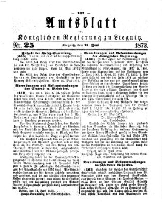 Amts-Blatt der Preußischen Regierung zu Liegnitz Samstag 21. Juni 1873