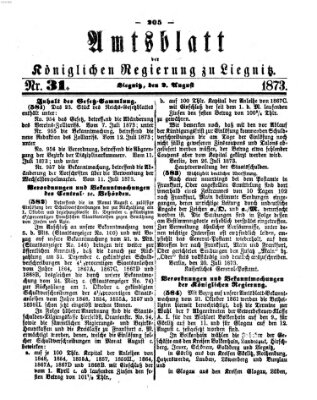 Amts-Blatt der Preußischen Regierung zu Liegnitz Samstag 2. August 1873