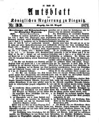 Amts-Blatt der Preußischen Regierung zu Liegnitz Samstag 16. August 1873